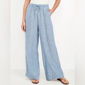 Old Navy Blue and White Striped Wide-Leg Pants